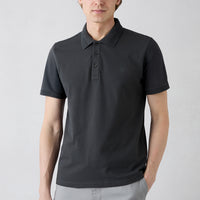 Koyu Antrasit Kıvrılmaz Polo Yaka Slim Fit Dar Kesim Ribana Detaylı Pamuk Tişört