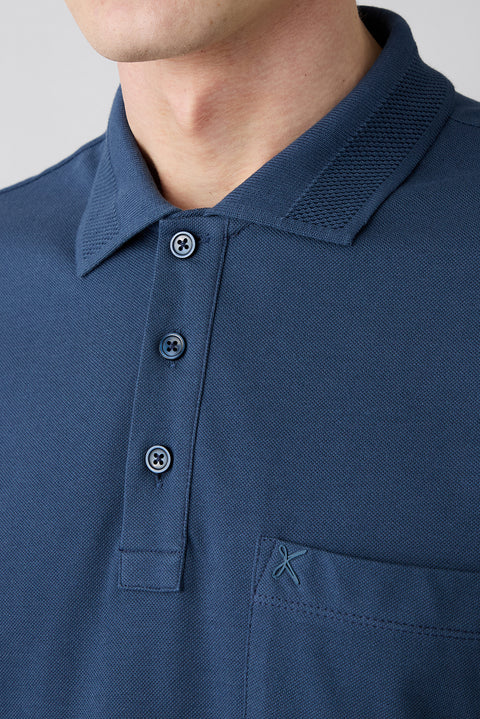 İndigo Kıvrılmaz Polo Yaka Regular Fit Cepli Ribana Detaylı Pamuk Tişört