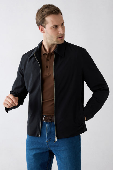 Orta Kahve Kıvrılmaz Polo Yaka Regular Fit Cepli Ribana Detaylı Pamuk Tişört