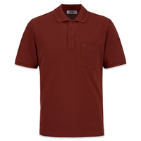 Orange Non-Wrinkle Polo Neck Regular Fit Pocketed Ribbed Cotton T-Shirt