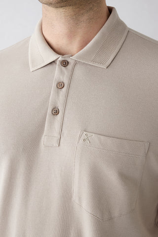  Orta Vizon Kıvrılmaz Polo Yaka Regular Fit Cepli Ribana Detaylı Pamuk Tişört