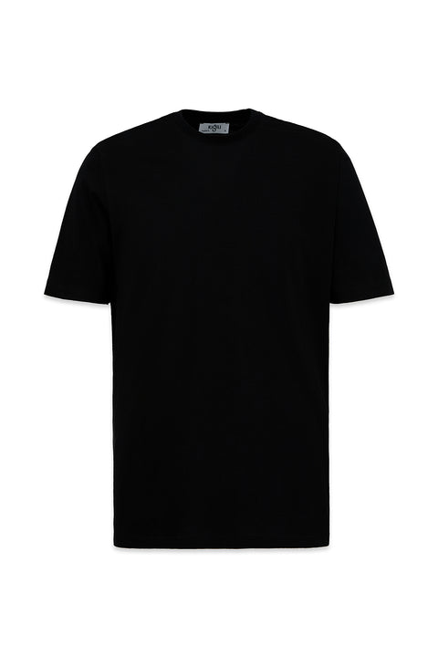 Black Crew Neck Regular Fit Cotton Basic T-Shirt
