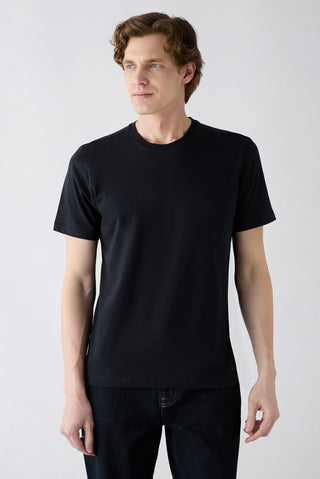  Siyah-Siyah Bisiklet Yaka Regular Fit %100 Pamuk 2'li Paket Basic Tişört Seti