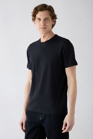  Siyah-Siyah Bisiklet Yaka Regular Fit %100 Pamuk 2'li Paket Basic Tişört Seti