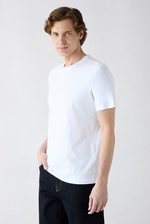 Siyah-Beyaz Bisiklet Yaka Regular Fit %100 Pamuk 2'li Paket Basic Tişört Seti
