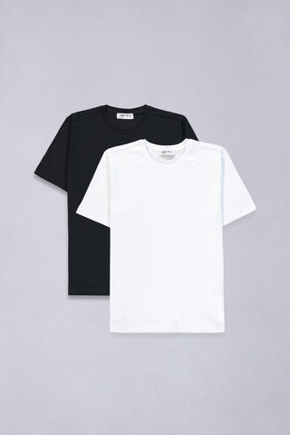  190 Bisiklet Yaka Regular Fit %100 Pamuk 2'li Paket Basic Tişört Seti