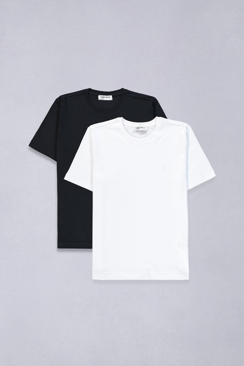 190 Bisiklet Yaka Regular Fit %100 Pamuk 2'li Paket Basic Tişört Seti