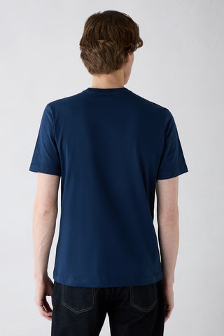  Lacivert-Lacivert Bisiklet Yaka Regular Fit %100 Pamuk 2'li Paket Basic Tişört Seti