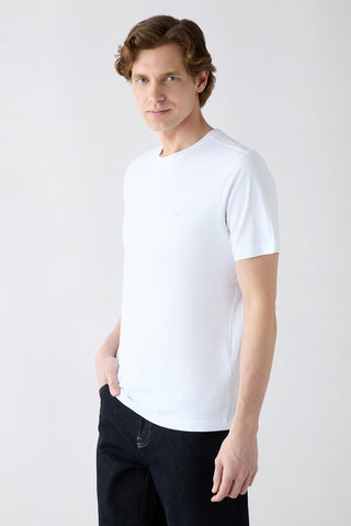  Beyaz-Beyaz Bisiklet Yaka Regular Fit %100 Pamuk 2'li Paket Basic Tişört Seti