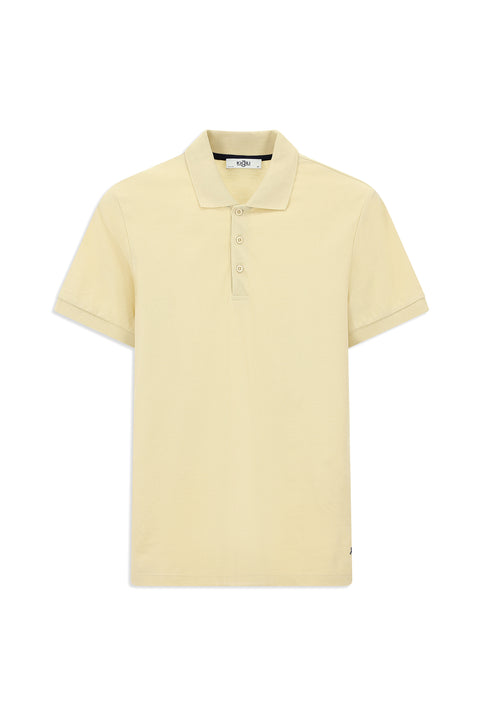 Açık Bej Slim Fit Dar Kesim Nakışlı Pamuk Polo Yaka Tişört