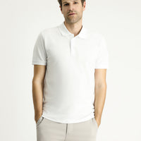 Beyaz Slim Fit Dar Kesim Nakışlı Pamuk Polo Yaka Tişört