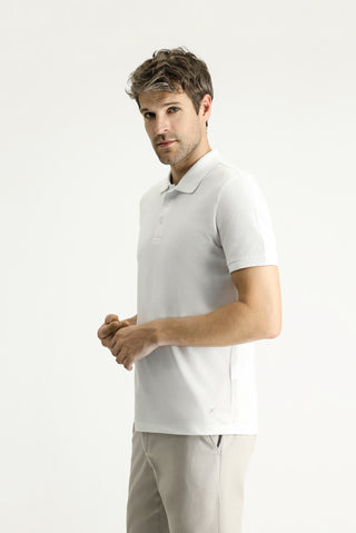  Beyaz Slim Fit Dar Kesim Nakışlı Pamuk Polo Yaka Tişört