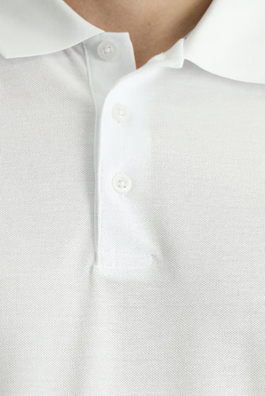 Beyaz Slim Fit Dar Kesim Nakışlı Pamuk Polo Yaka Tişört