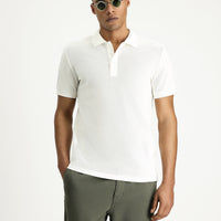 Ekru Slim Fit Dar Kesim Nakışlı Pamuk Polo Yaka Tişört