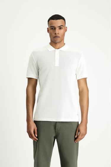  Ekru Slim Fit Dar Kesim Nakışlı Pamuk Polo Yaka Tişört