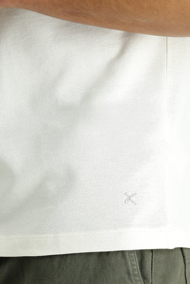 Ekru Slim Fit Dar Kesim Nakışlı Pamuk Polo Yaka Tişört