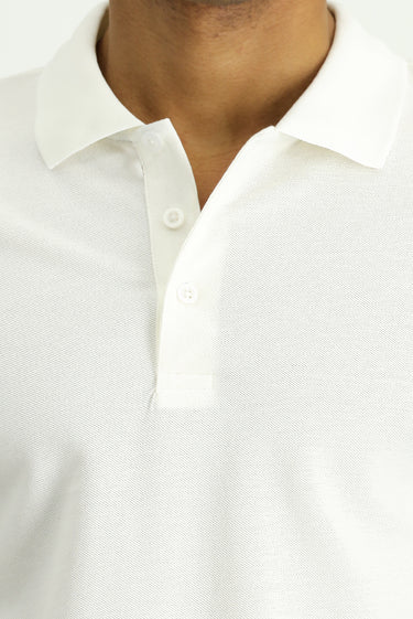 Ekru Slim Fit Dar Kesim Nakışlı Pamuk Polo Yaka Tişört