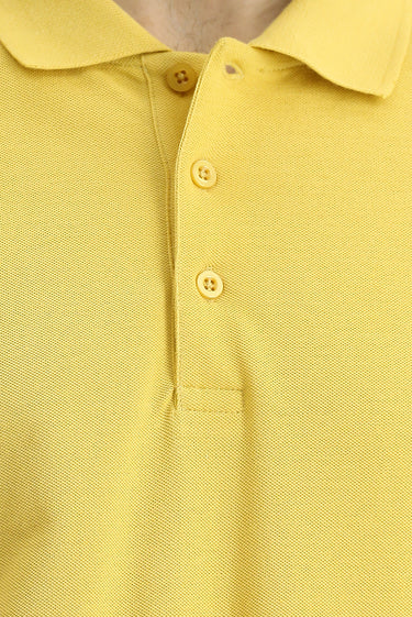 Sarı Slim Fit Dar Kesim Nakışlı Pamuk Polo Yaka Tişört