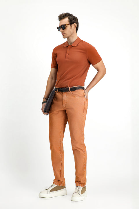 Tarçın  Slim Fit Dar Kesim Nakışlı Pamuk Polo Yaka Tişört