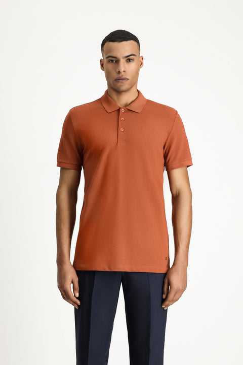 Tarçın  Slim Fit Dar Kesim Nakışlı Pamuk Polo Yaka Tişört