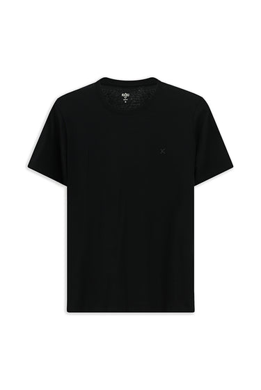 Siyah Bisiklet Yaka Slim Fit Dar Kesim Pamuk Tişört