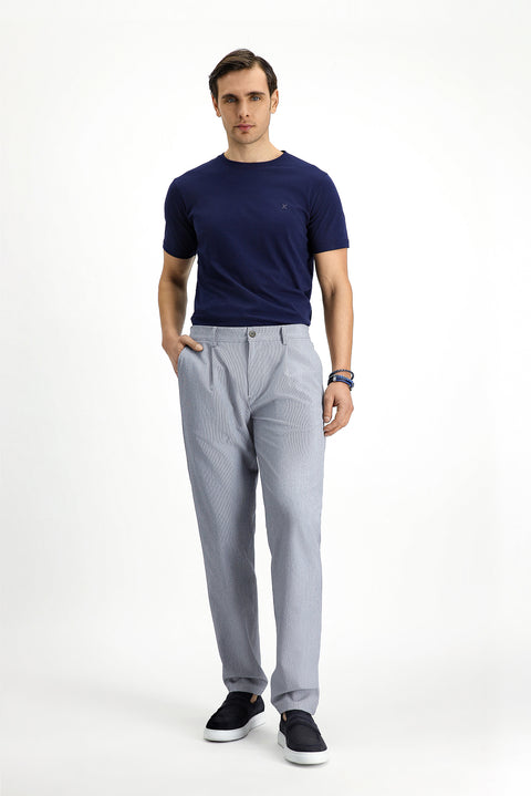 Koyu Lacivert Bisiklet Yaka Slim Fit Dar Kesim Pamuk Tişört