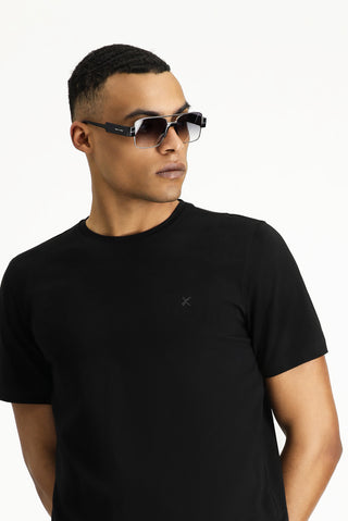  Siyah Bisiklet Yaka Slim Fit Dar Kesim Süprem Pamuklu Tişört