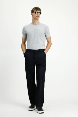  Açık Gri Melanj Bisiklet Yaka Slim Fit Dar Kesim Süprem Pamuklu Tişört