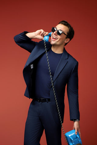  Orta Lacivert Bisiklet Yaka Slim Fit Dar Kesim Süprem Pamuklu Tişört