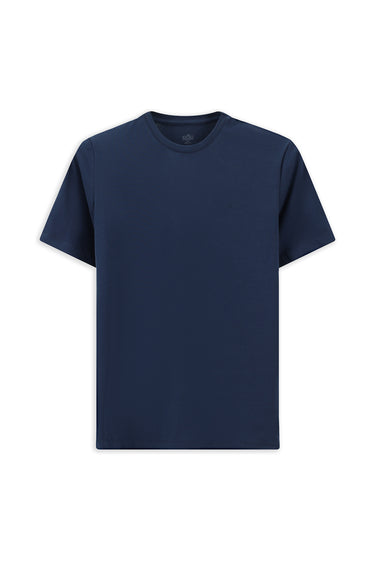 İndigo Bisiklet Yaka Slim Fit Dar Kesim Süprem Pamuklu Tişört
