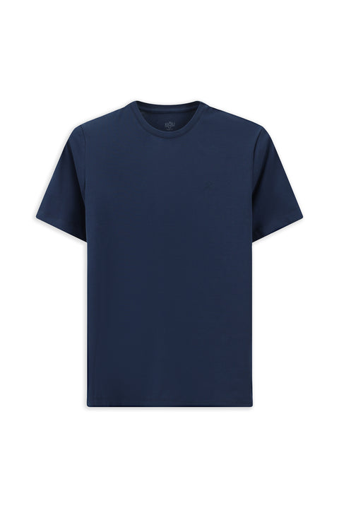 İndigo Bisiklet Yaka Slim Fit Yumuşak Dokulu Pamuklu Likralı Esnek Tişört