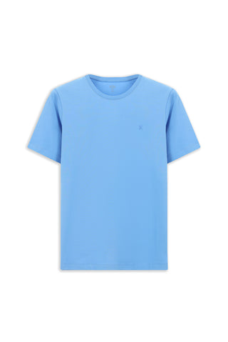  Mavi Bisiklet Yaka Slim Fit Dar Kesim Süprem Pamuklu Tişört