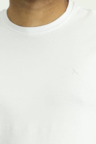  Beyaz Bisiklet Yaka Slim Fit Dar Kesim Süprem Pamuklu Tişört