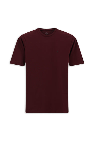 Koyu Bordo Bisiklet Yaka Slim Fit Dar Kesim Süprem Pamuklu Tişört