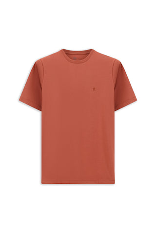  Kiremit Bisiklet Yaka Slim Fit Yumu?ak Dokulu Pamuklu Likral? Esnek Ti?ört-Ki??l?