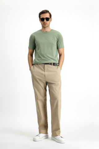  Orman Yeşili Bisiklet Yaka Slim Fit Dar Kesim Süprem Pamuklu Tişört