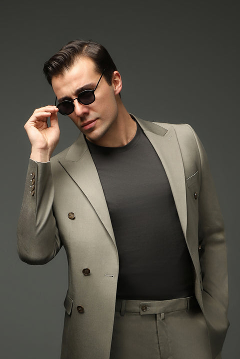 Koyu Antrasit Bisiklet Yaka Slim Fit Yumuşak Dokulu Pamuklu Likralı Esnek Tişört