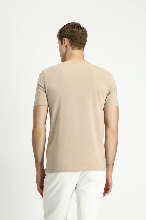 Orta Vizon Bisiklet Yaka Slim Fit Yumuşak Dokulu Pamuklu Likralı Esnek Tişört