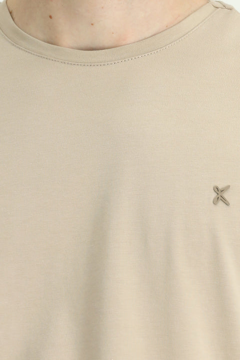 Orta Vizon Bisiklet Yaka Slim Fit Yumuşak Dokulu Pamuklu Likralı Esnek Tişört