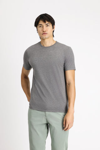  Koyu Antrasit Melanj Bisiklet Yaka Slim Fit Dar Kesim Pamuklu Tişört