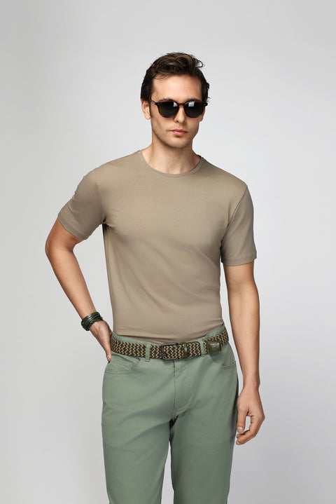 Orta Vizon Bisiklet Yaka Slim Fit Dar Kesim Pamuklu Tişört