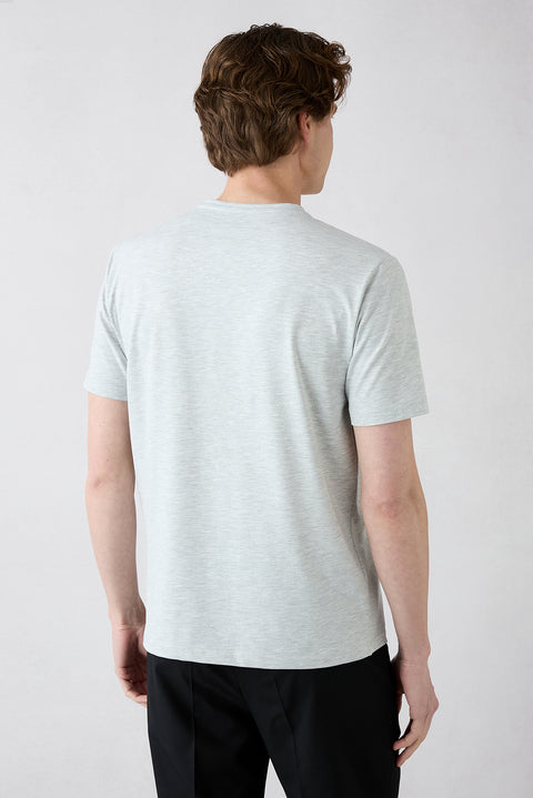 Açık Gri Melanj Bisiklet Yaka Slim Fit Süprem Pamuklu Basic Tişört