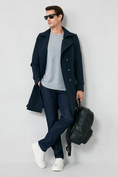Orta Gri Melanj Bisiklet Yaka Slim Fit Süprem Pamuklu Basic Tişört