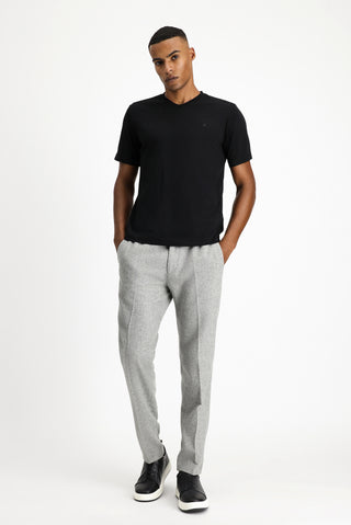  Siyah V Yaka Slim Fit Dar Kesim Süprem Pamuklu Tişört