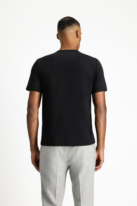 Siyah V Yaka Slim Fit Dar Kesim Süprem Pamuklu Basic Tişört