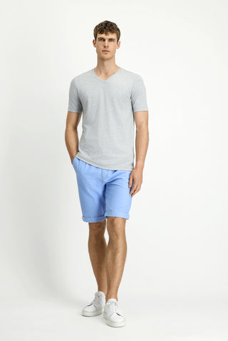  Açık Gri Melanj V Yaka Slim Fit Dar Kesim Süprem Pamuklu Tişört