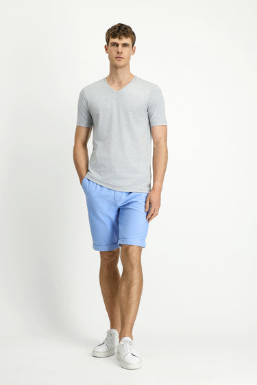  Açık Gri Melanj V Yaka Slim Fit Dar Kesim Süprem Pamuklu Tişört