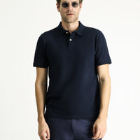 Koyu Lacivert Regular Fit Nakışlı Pamuk Polo Yaka Tişört