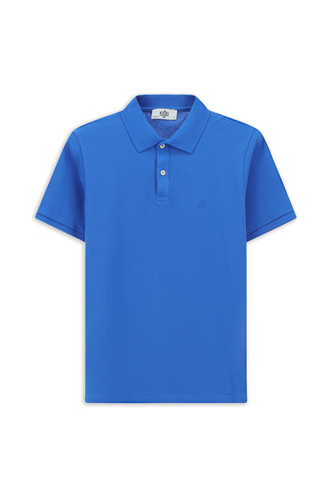 Saks Mavi Regular Fit Nakışlı Pamuk Polo Yaka Tişört