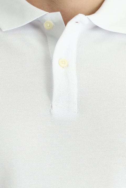 Beyaz Regular Fit Nakışlı Pamuk Polo Yaka Tişört